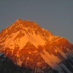 snow capped and sunrise in Everest peak